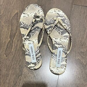 Steve Madden Snake Print Sandals - Black and Cream